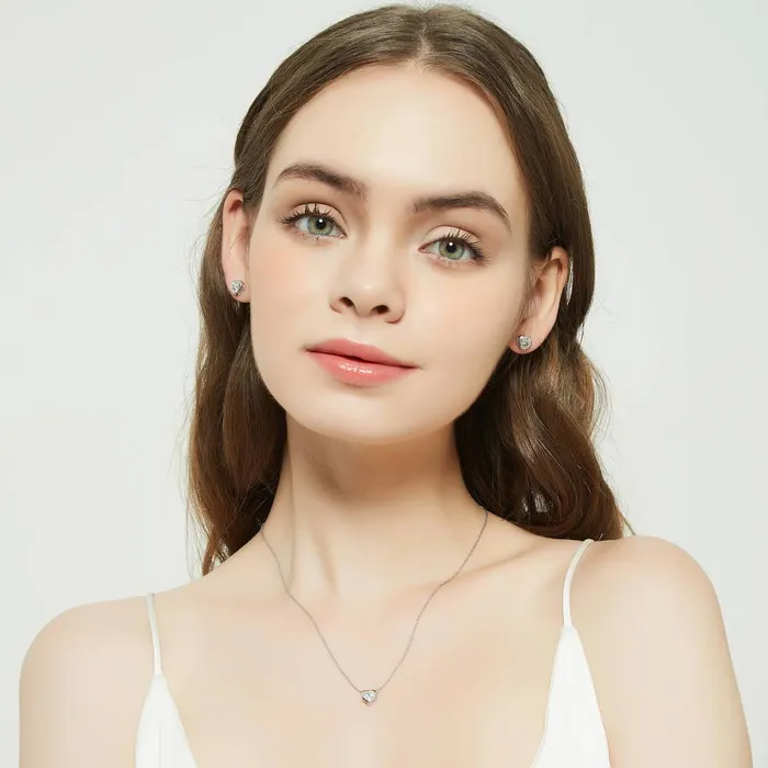 BERRICLE Necklaces Solitaire Bezel Heart CZ Necklace in Sterling Silver 07ct