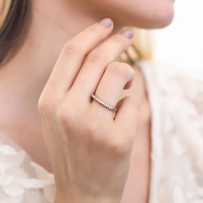 BERRICLE Rings Halo Pear CZ Ring Set in Sterling Silver