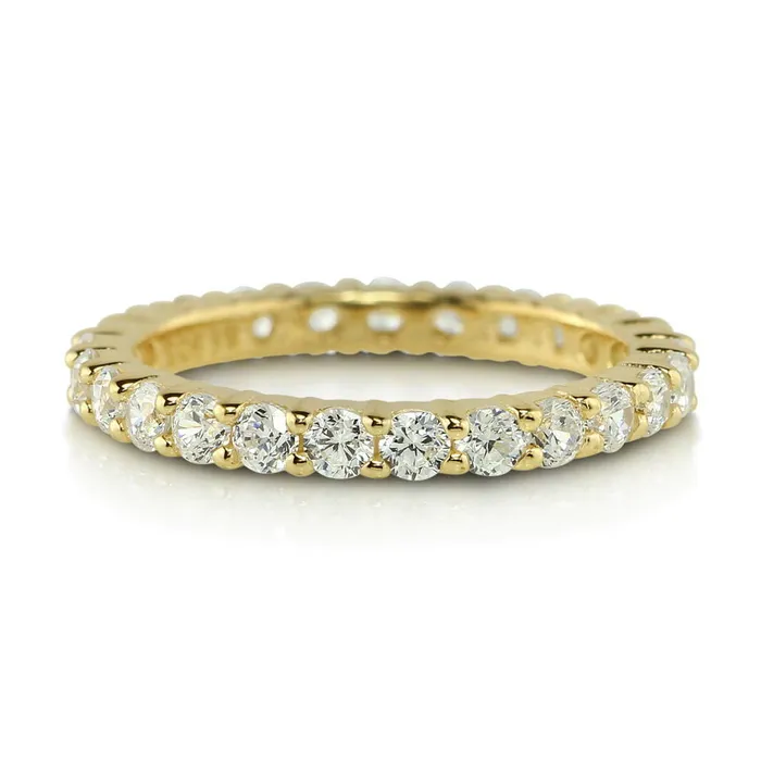 BERRICLE Rings Pave CZ Eternity Ring in Gold Flashed Sterling Silver