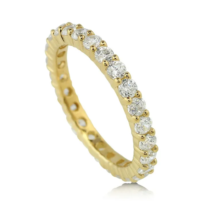 BERRICLE Rings Pave CZ Eternity Ring in Gold Flashed Sterling Silver