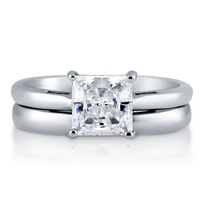 BERRICLE Rings Solitaire 16ct Princess CZ Ring Set in Sterling Silver