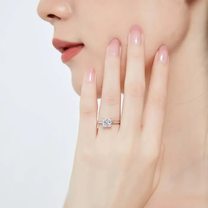 BERRICLE Rings Solitaire 16ct Princess CZ Ring Set in Sterling Silver