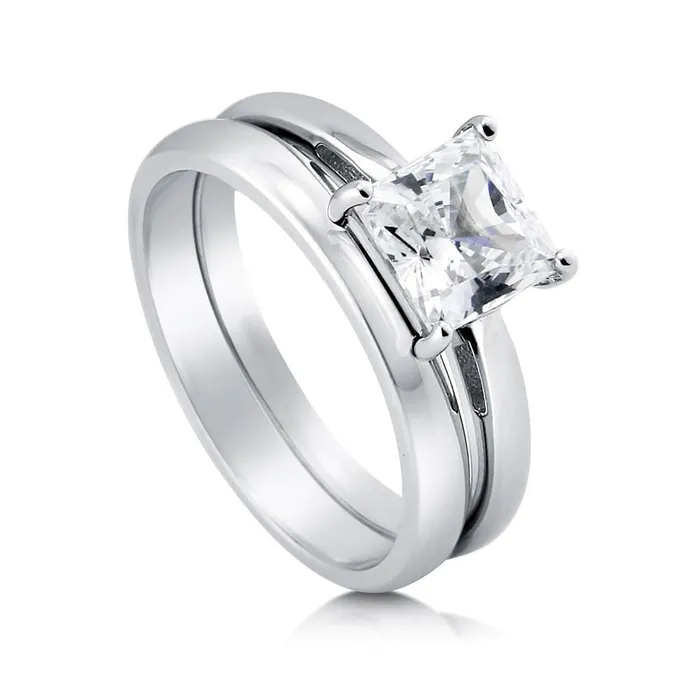 BERRICLE Rings Solitaire 16ct Princess CZ Ring Set in Sterling Silver