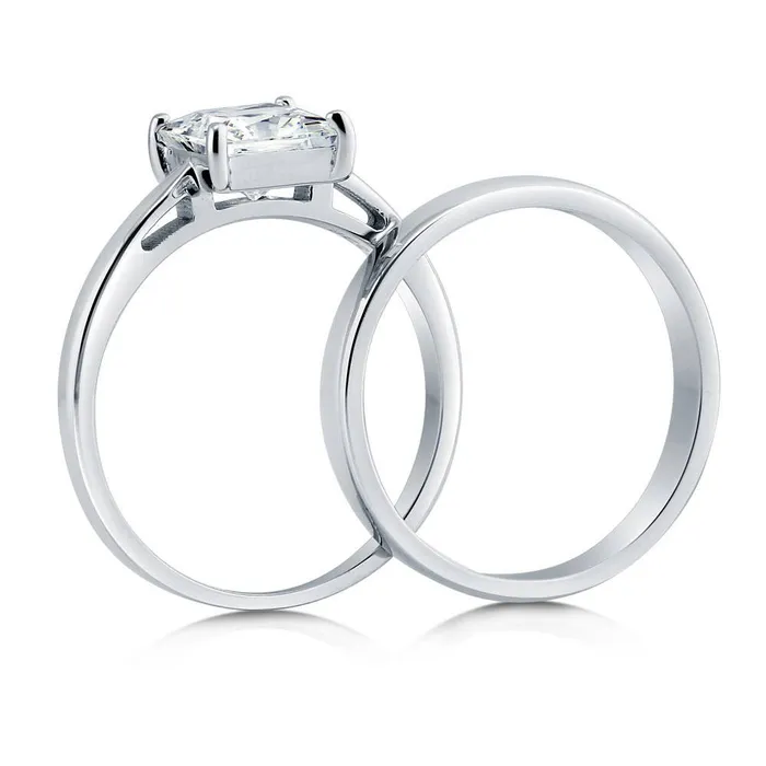 BERRICLE Rings Solitaire 16ct Princess CZ Ring Set in Sterling Silver