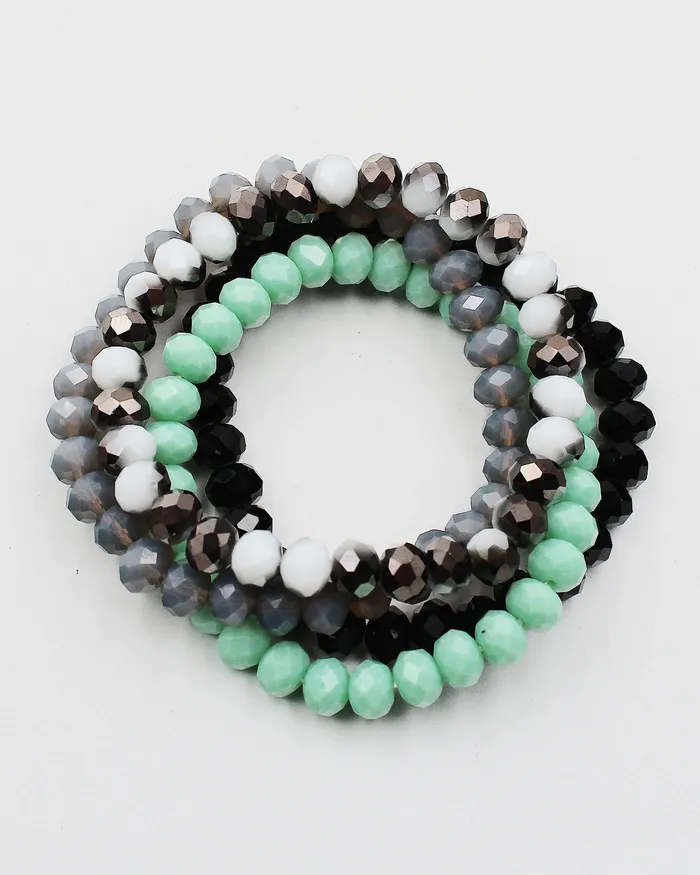 Bracelets CHECK2024 Quadruple Layered Faceted Stretch Bracelet