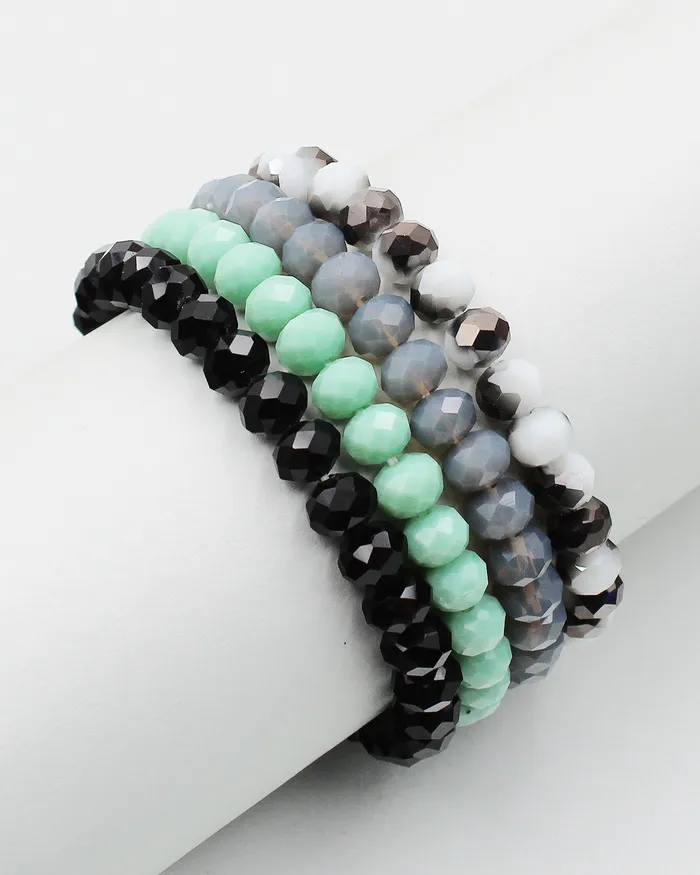 Bracelets CHECK2024 Quadruple Layered Faceted Stretch Bracelet Bracelets CHECK2024 Quadruple Layered Faceted Stretch Bracelet