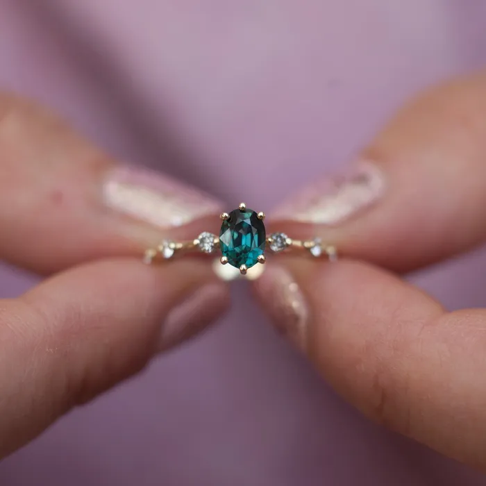 Capucinne Rings Ophelia Oval Sapphire Diamond Ring