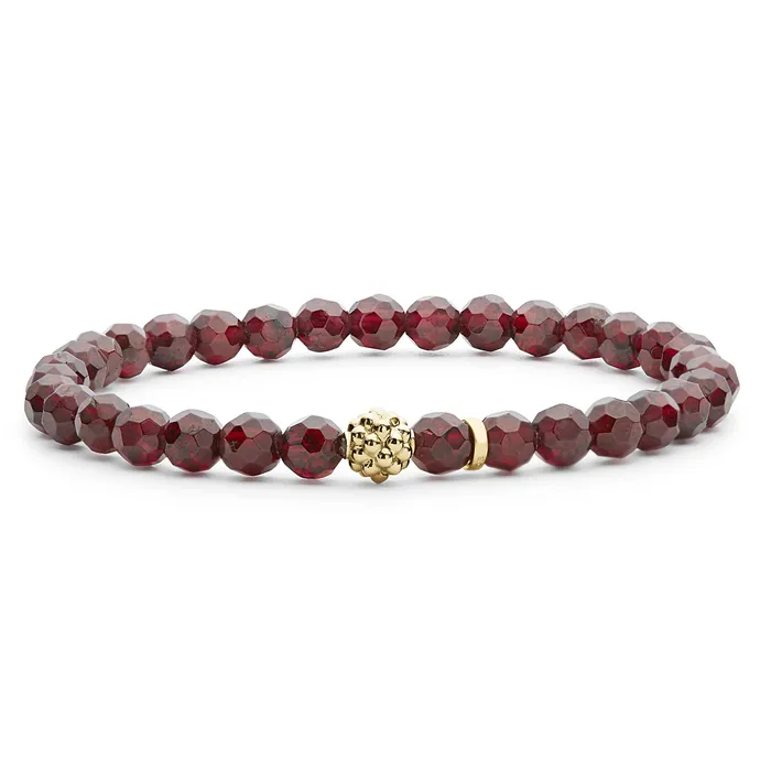 Caviar Icon Garnet Gold Station Bead Bracelet Lagos Bracelets