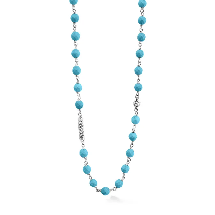 Caviar Icon Long Turquoise Beaded Necklace LAGOS Necklaces