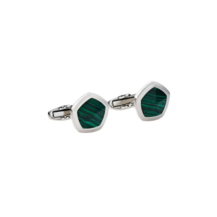 Cerruti Bracelets Cerruti 1881 Gents Silver Polygone Stainless Steel Cufflinks with Malachite Cerruti Bracelets Cerruti 1881 Gents Silver Polygone Stainless Steel Cufflinks with Malachite