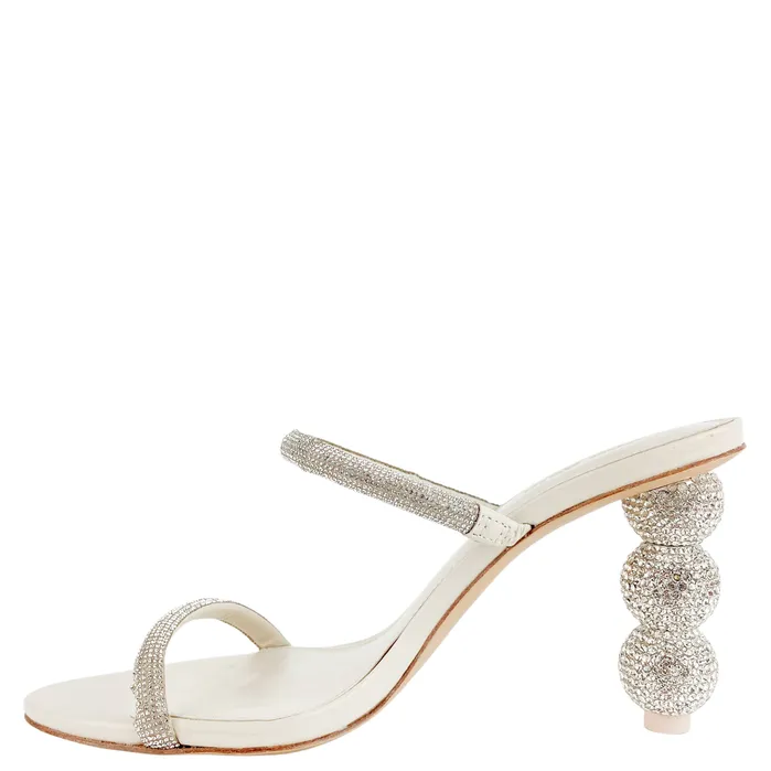 Cult Gaia Earrings Cult Gaia Envi CrystalEmbellished Satin Mules in Silver