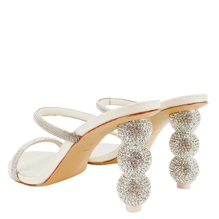 Cult Gaia Earrings Cult Gaia Envi CrystalEmbellished Satin Mules in Silver