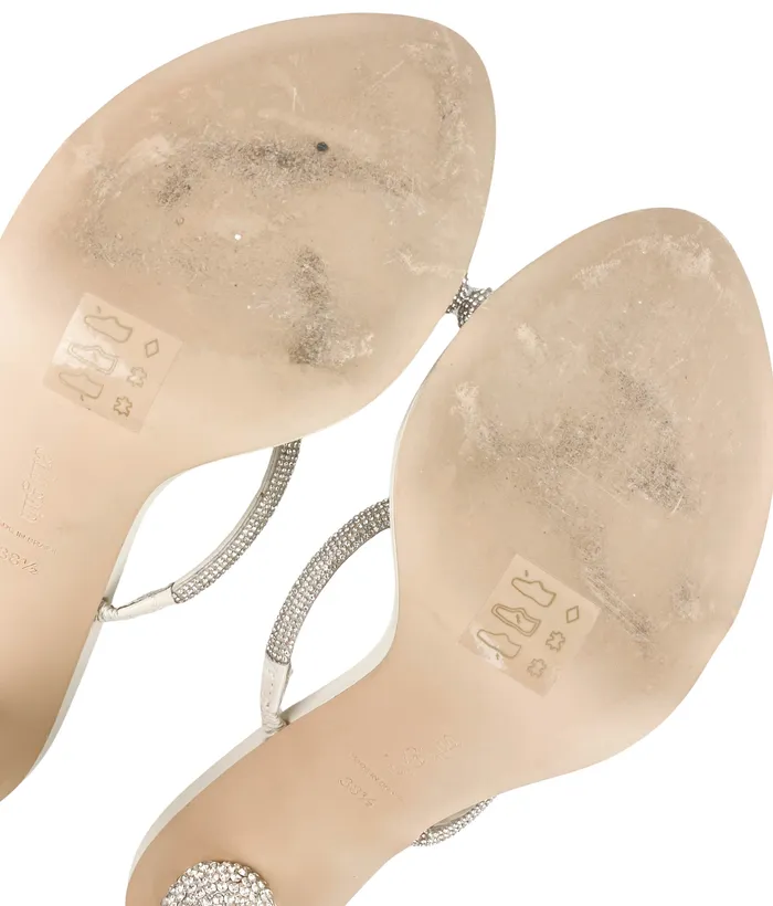 Cult Gaia Earrings Cult Gaia Envi CrystalEmbellished Satin Mules in Silver