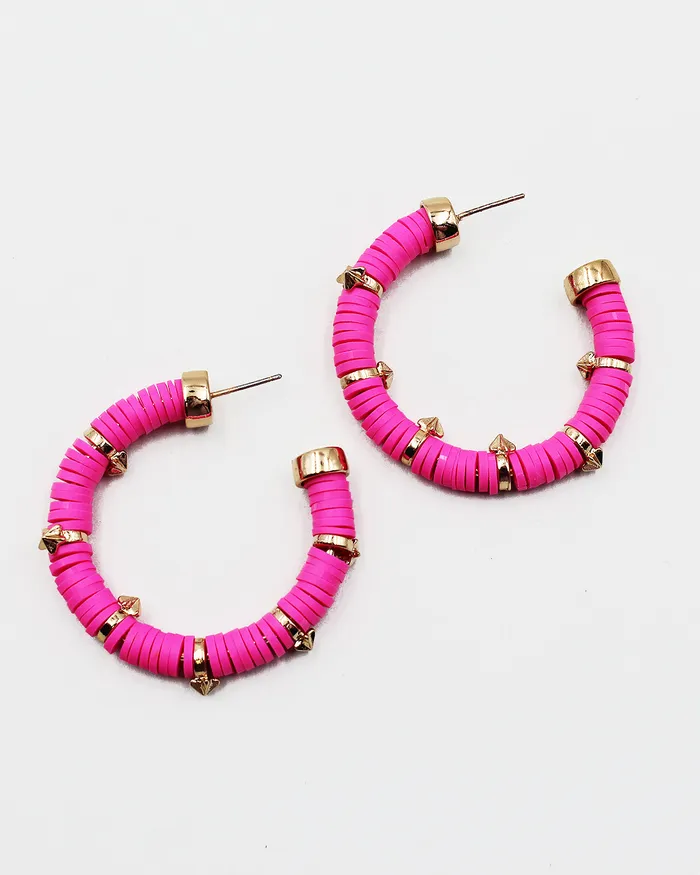 Earrings check042922 Heishi Bead Open End Hoop Earrings