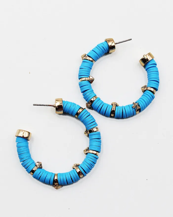 Earrings check042922 Heishi Bead Open End Hoop Earrings