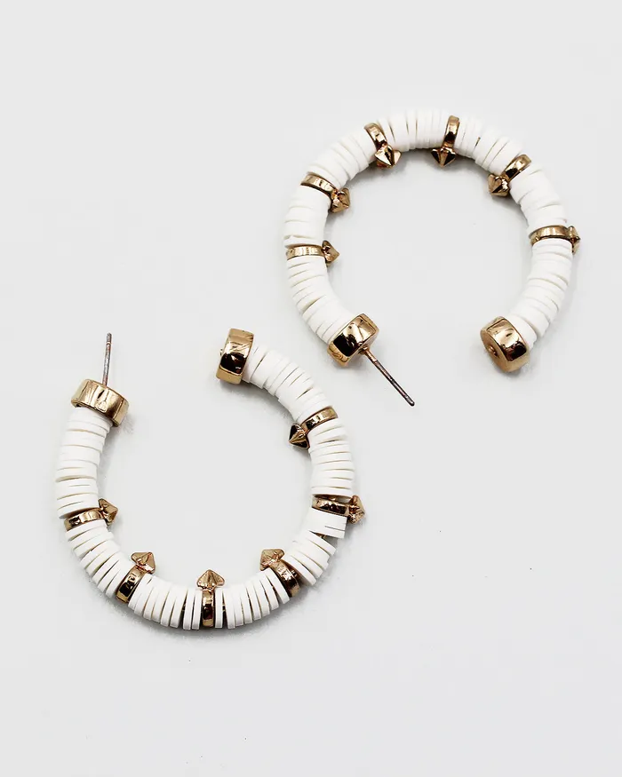Earrings check042922 Heishi Bead Open End Hoop Earrings