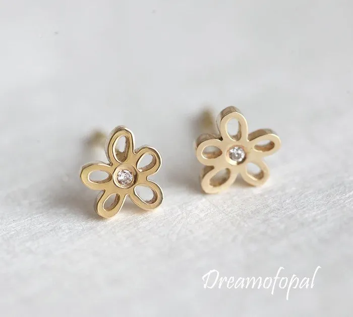 Earrings Gold Earrings Flower Earrings dreamofopal