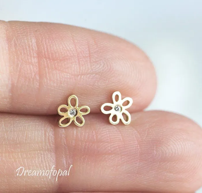 Earrings Gold Earrings Flower Earrings dreamofopal