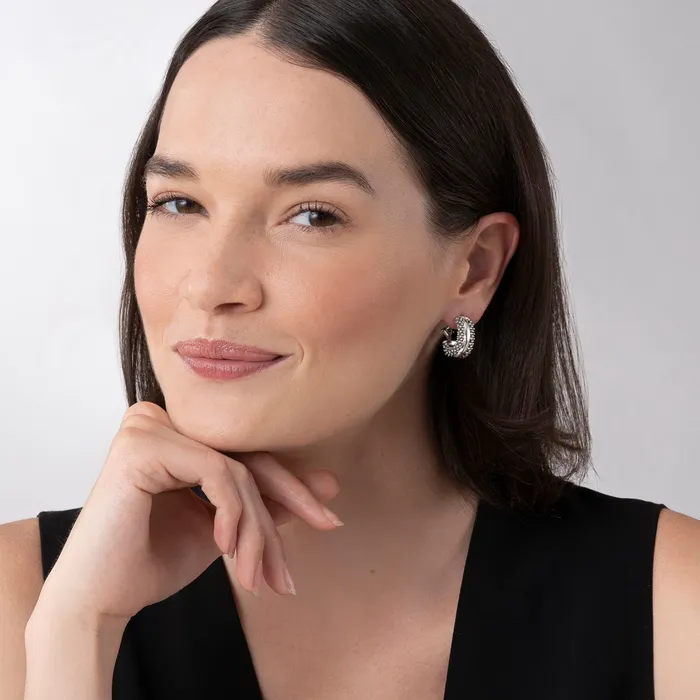 Earrings Lagos Signature Caviar Silver Station Caviar Huggie Earrings Earrings Lagos Signature Caviar Silver Station Caviar Huggie Earrings