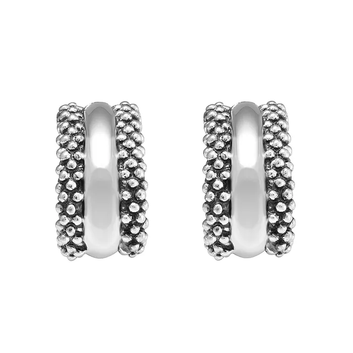 Earrings Lagos Signature Caviar Silver Station Caviar Huggie Earrings Earrings Lagos Signature Caviar Silver Station Caviar Huggie Earrings