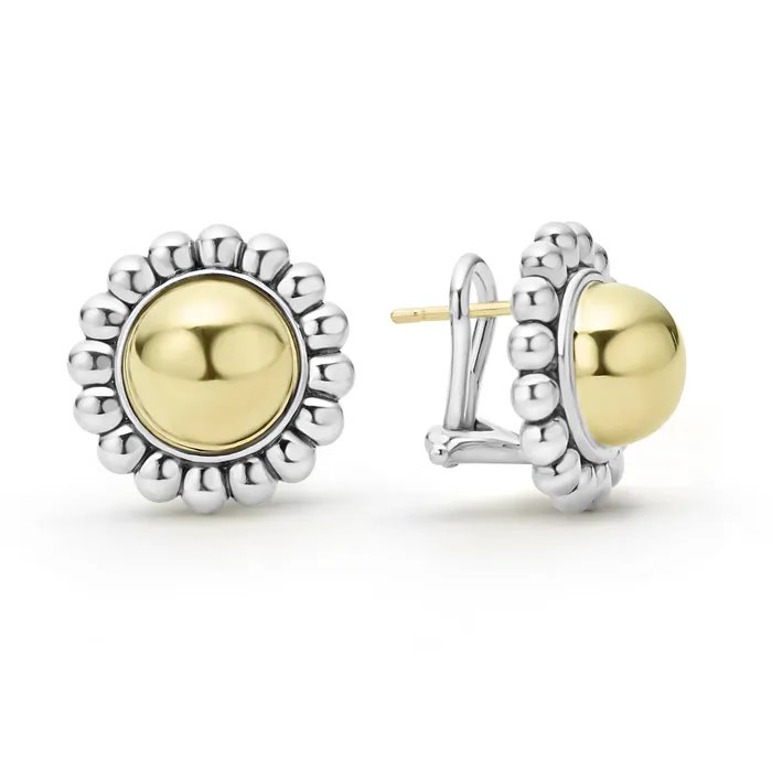 High Bar TwoTone Caviar Omega Clip Earrings LAGOS Earrings