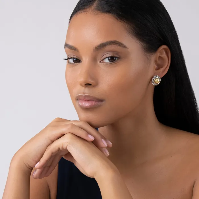 High Bar TwoTone Caviar Omega Clip Earrings LAGOS Earrings