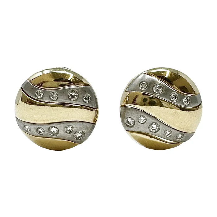 Jewelry PreStyled Sets 18K Gold and Platinum Earclips with 18 Diamonds