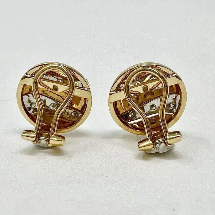 Jewelry PreStyled Sets 18K Gold and Platinum Earclips with 18 Diamonds