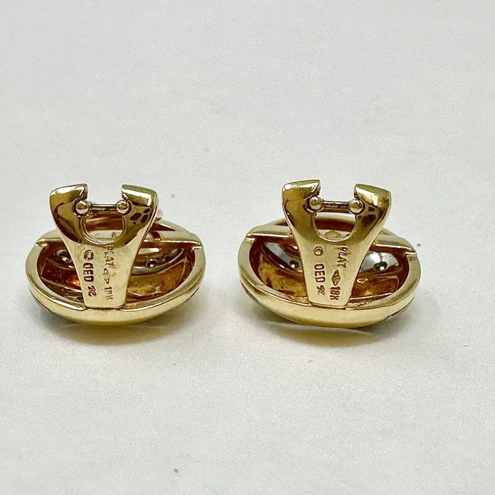 Jewelry PreStyled Sets 18K Gold and Platinum Earclips with 18 Diamonds