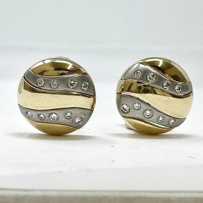 Jewelry PreStyled Sets 18K Gold and Platinum Earclips with 18 Diamonds