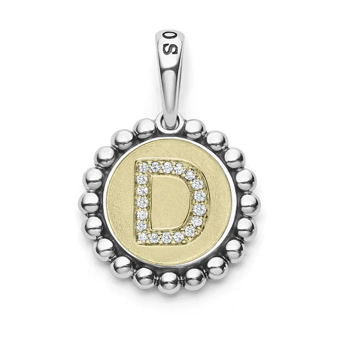lagosdev Signature Caviar Diamond D Initial Charm Charm Necklaces