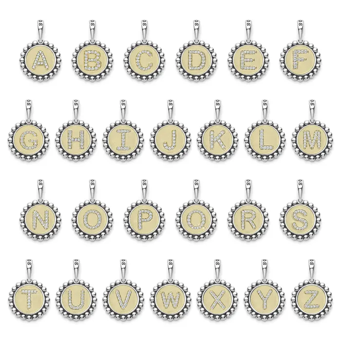 lagosdev Signature Caviar Diamond D Initial Charm Charm Necklaces lagosdev Signature Caviar Diamond D Initial Charm Charm Necklaces