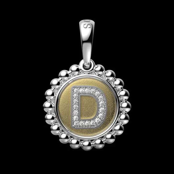 lagosdev Signature Caviar Diamond D Initial Charm Charm Necklaces lagosdev Signature Caviar Diamond D Initial Charm Charm Necklaces