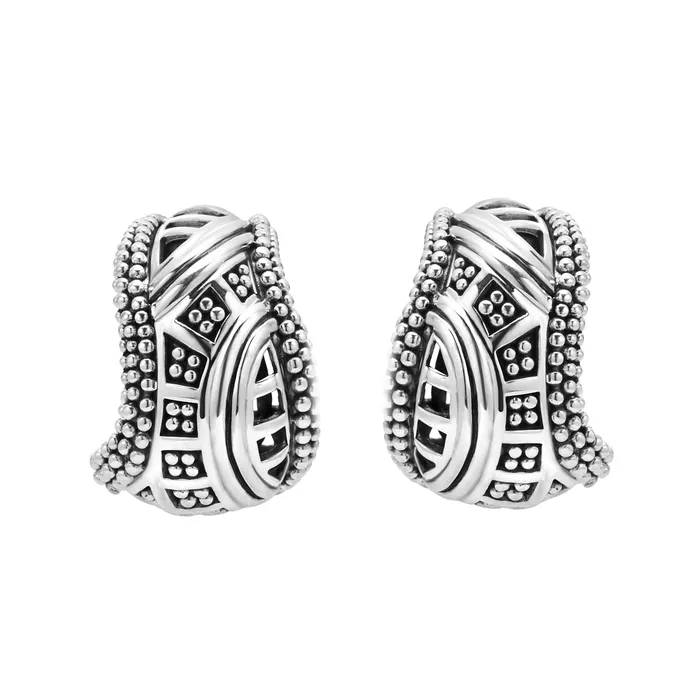 Lagos Earrings Keep Memory Alive Caviar Omega Clip Earrings