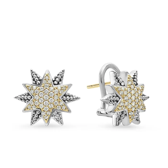 Lagos Earrings North Star TwoTone Star Diamond Earrings