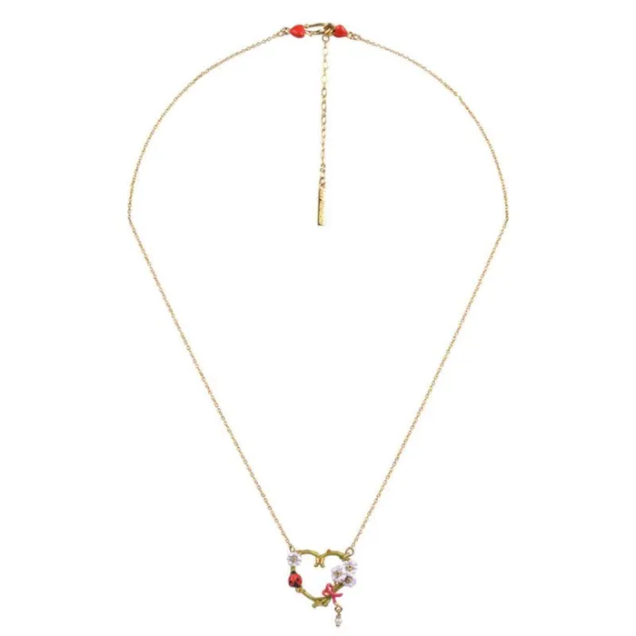 Les Nereides Necklaces Les Nereides Necklace With Enameled Flowery Heart Ladybug And White Flowers Les Nereides Necklaces Les Nereides Necklace With Enameled Flowery Heart Ladybug And White Flowers
