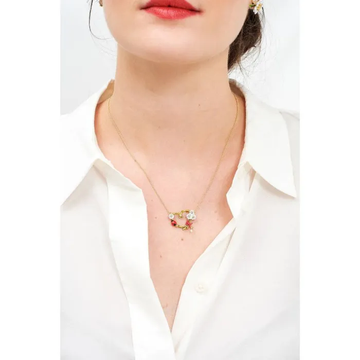 Les Nereides Necklaces Les Nereides Necklace With Enameled Flowery Heart Ladybug And White Flowers Les Nereides Necklaces Les Nereides Necklace With Enameled Flowery Heart Ladybug And White Flowers