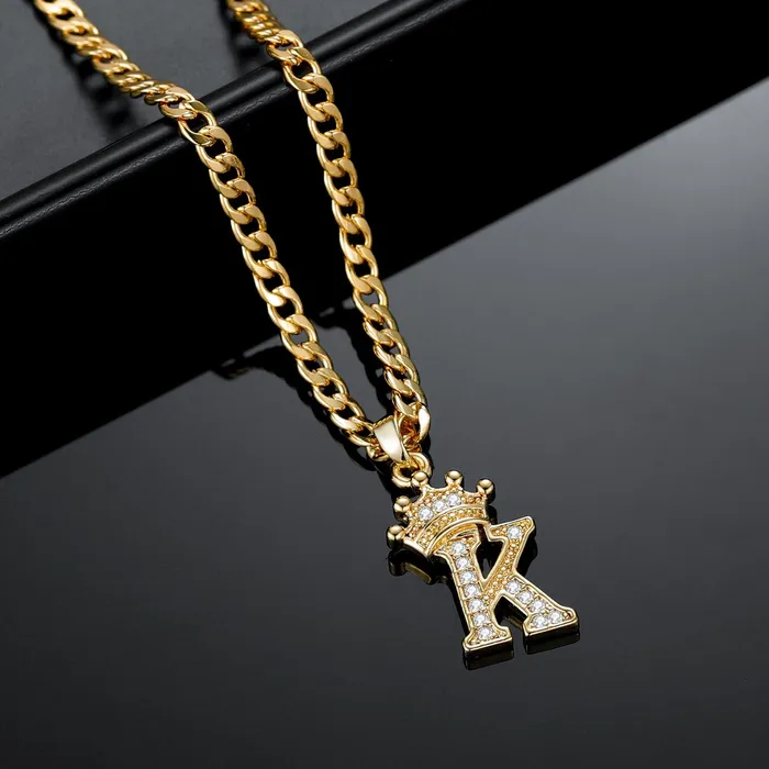 Necklaces Novalico CZ Letter Crown Name Necklace