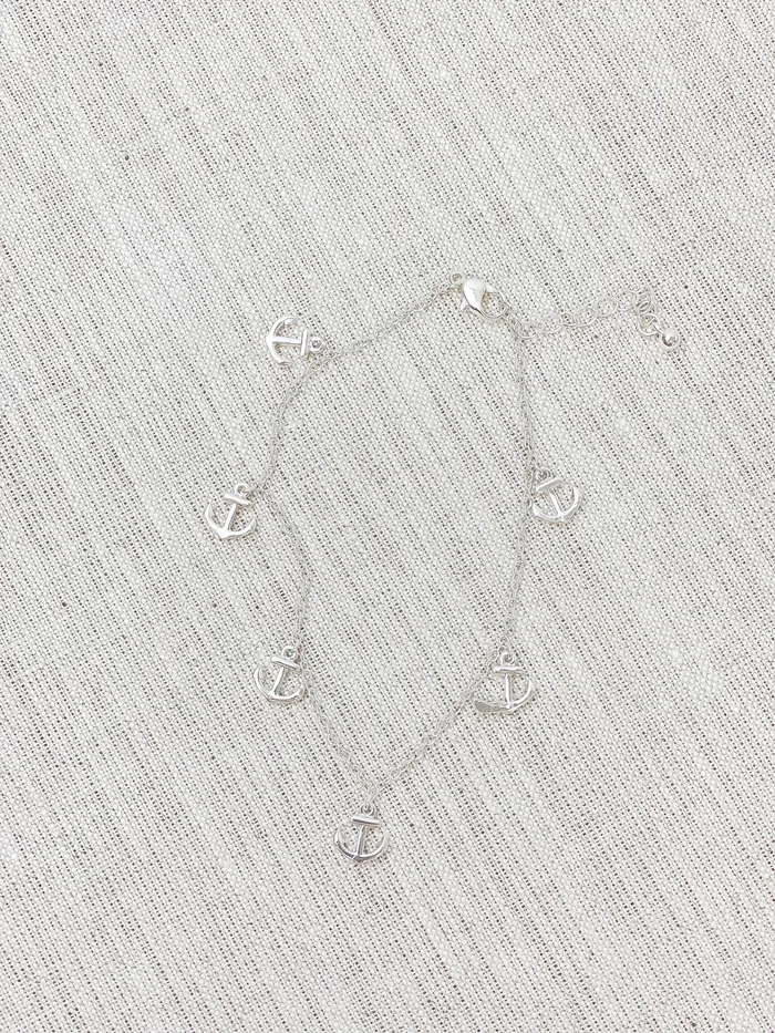 Prep Obsessed MOA Charm Necklaces Silver Anchor Charm Anklet