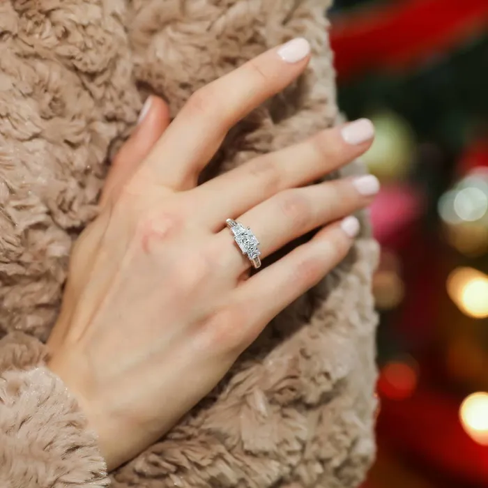 Rings 3Stone 16ct Princess CZ Ring Set in Sterling Silver BERRICLE