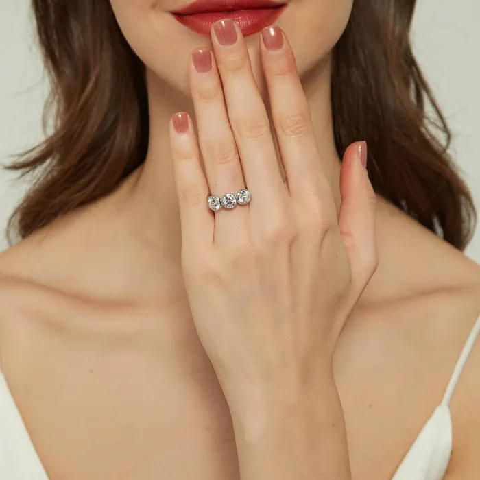 Rings 3Stone 24ct CZ Ring in Sterling Silver BERRICLE