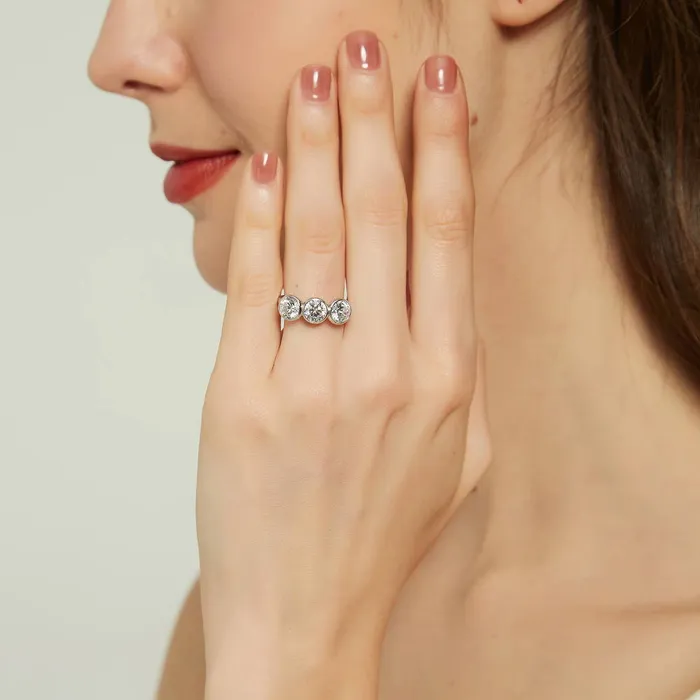 Rings 3Stone 24ct CZ Ring in Sterling Silver BERRICLE