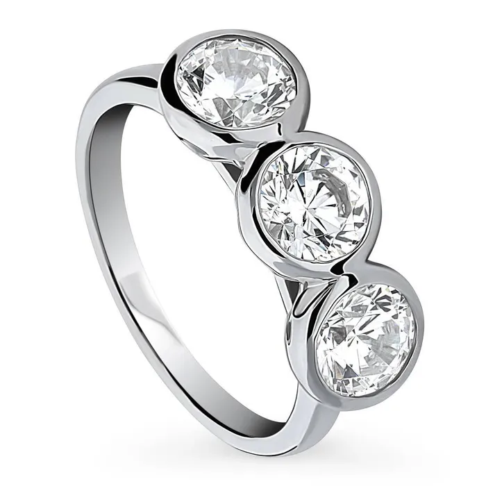 Rings 3Stone 24ct CZ Ring in Sterling Silver BERRICLE
