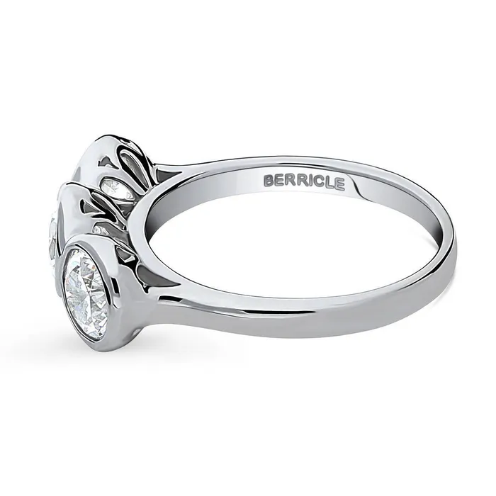 Rings 3Stone 24ct CZ Ring in Sterling Silver BERRICLE