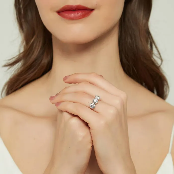 Rings 3Stone 24ct CZ Ring in Sterling Silver BERRICLE