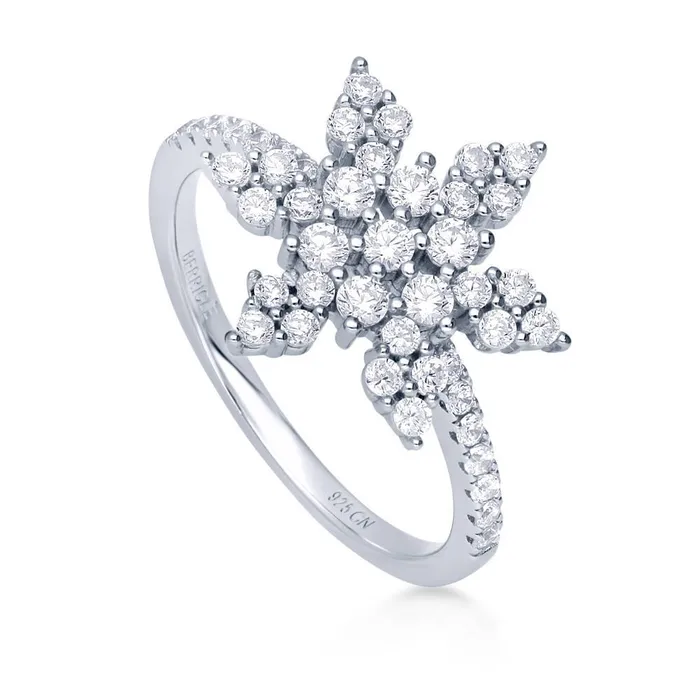 Rings BERRICLE Snowflake CZ Ring in Sterling Silver
