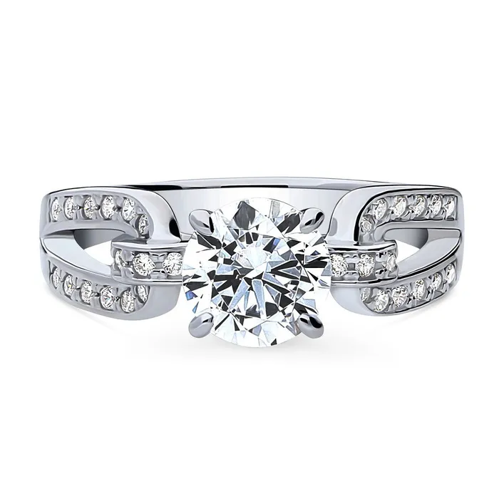 Rings BERRICLE Solitaire Interlocking 125ct CZ Ring in Sterling Silver