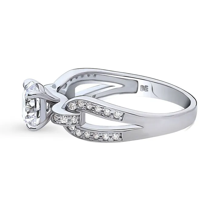 Rings BERRICLE Solitaire Interlocking 125ct CZ Ring in Sterling Silver