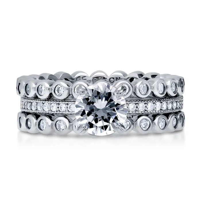 Rings Bubble Solitaire 1ct CZ Ring Set in Sterling Silver BERRICLE
