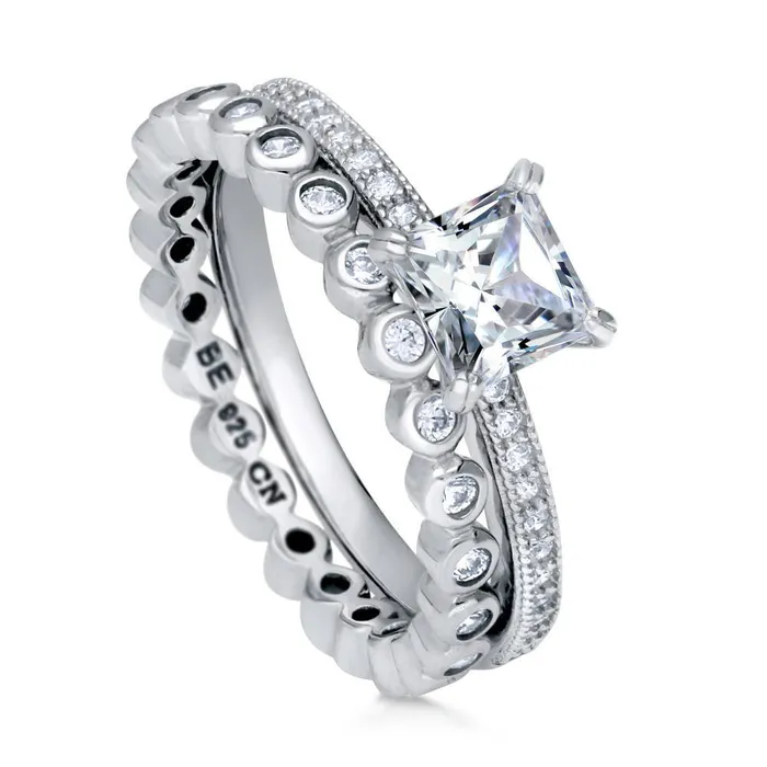 Rings Bubble Solitaire 1ct CZ Ring Set in Sterling Silver BERRICLE